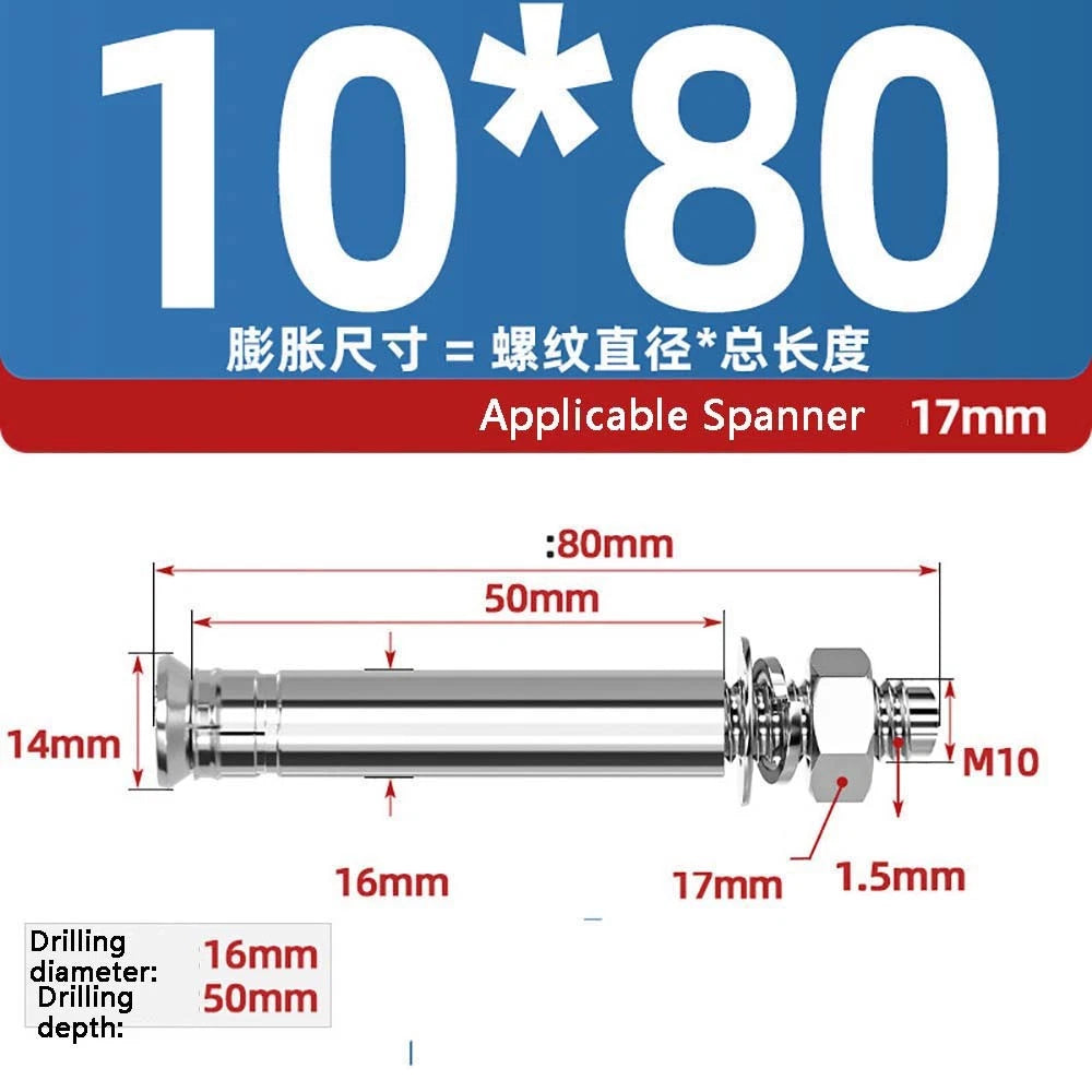 Stainless Steel Expansion Anchor Bolts — M8 to M20, 201 & 304, A/B Type