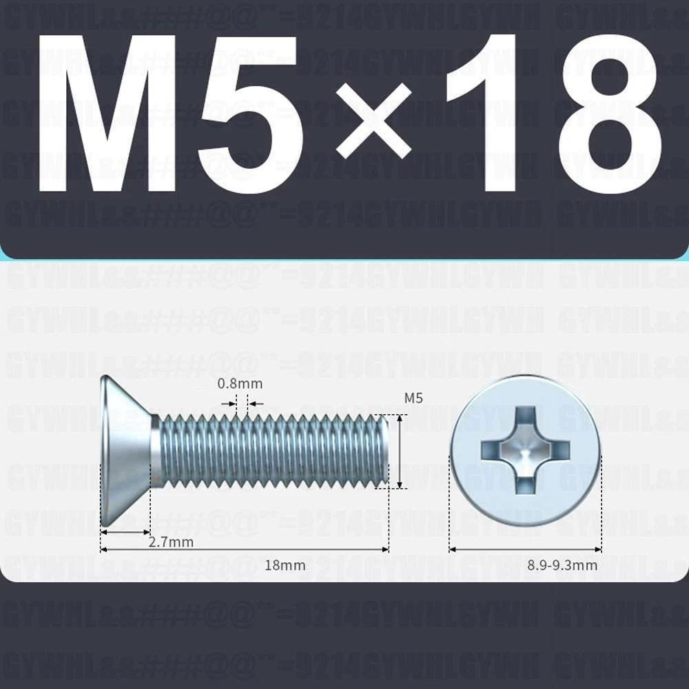M3–M12 Zinc Plated Phillips Countersunk Machine Screws DIN 965 | Flat Head Bolts