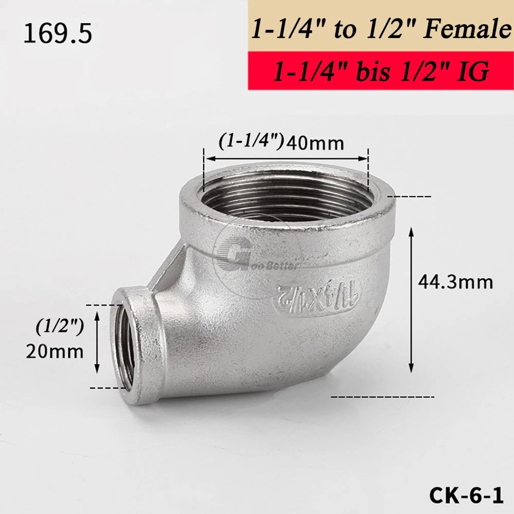 A2 Stainless Steel BSP Reducer Elbow Pipe Fittings | 1/8" to 4" Male Female