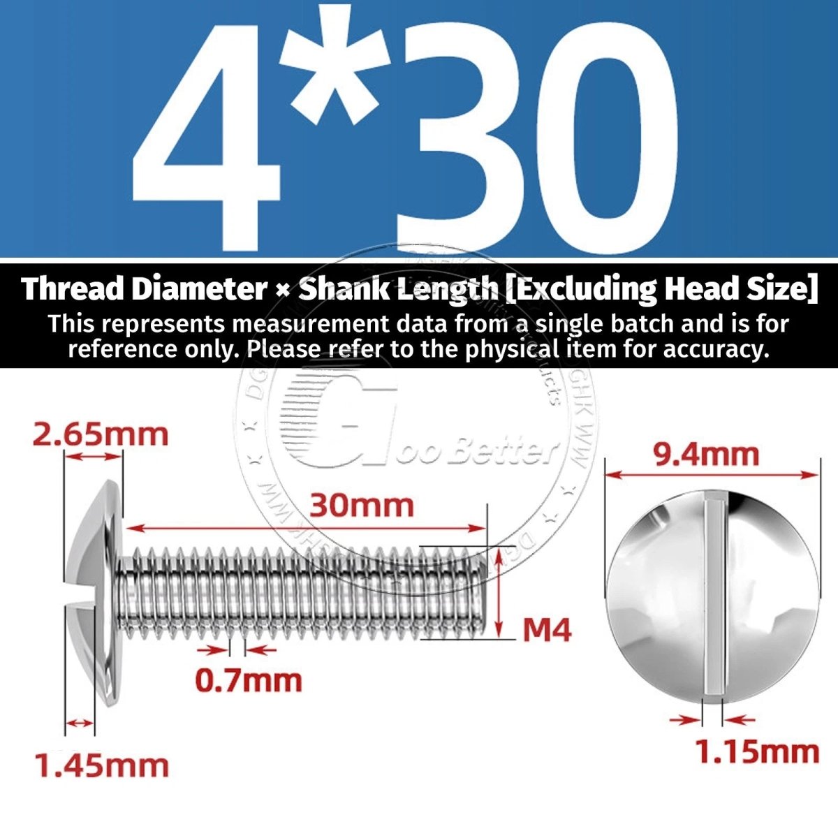 A2 Stainless Steel Mushroom Head Slotted Machine Screws — M2 to M8, Multiple Lengths - HomeDIYer