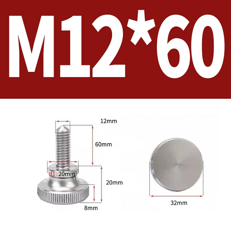 Knurled Thumb Screws Flat Round Head Grip Knob Adjustment Stainless Steel M8 M10