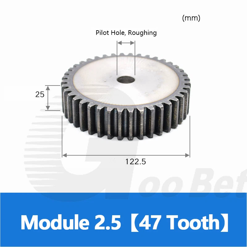 Mod 2.5 Spur Gear C45 Steel 12 to 100 Tooth Motor Pinion Cogwheel Hardened Flat