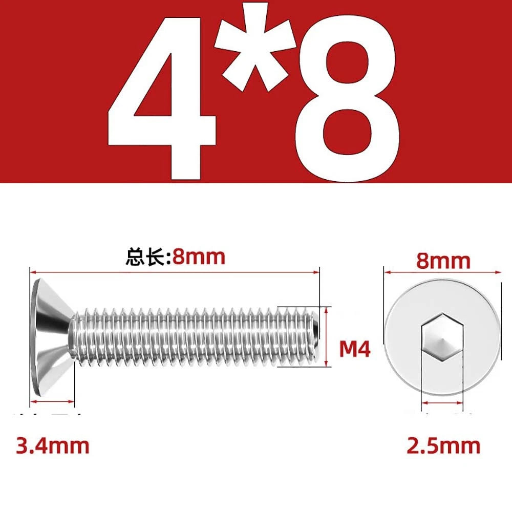A4 Stainless Steel Countersunk Hex Socket Screws – Marine Grade, M2 to M16 (DIN 7991)