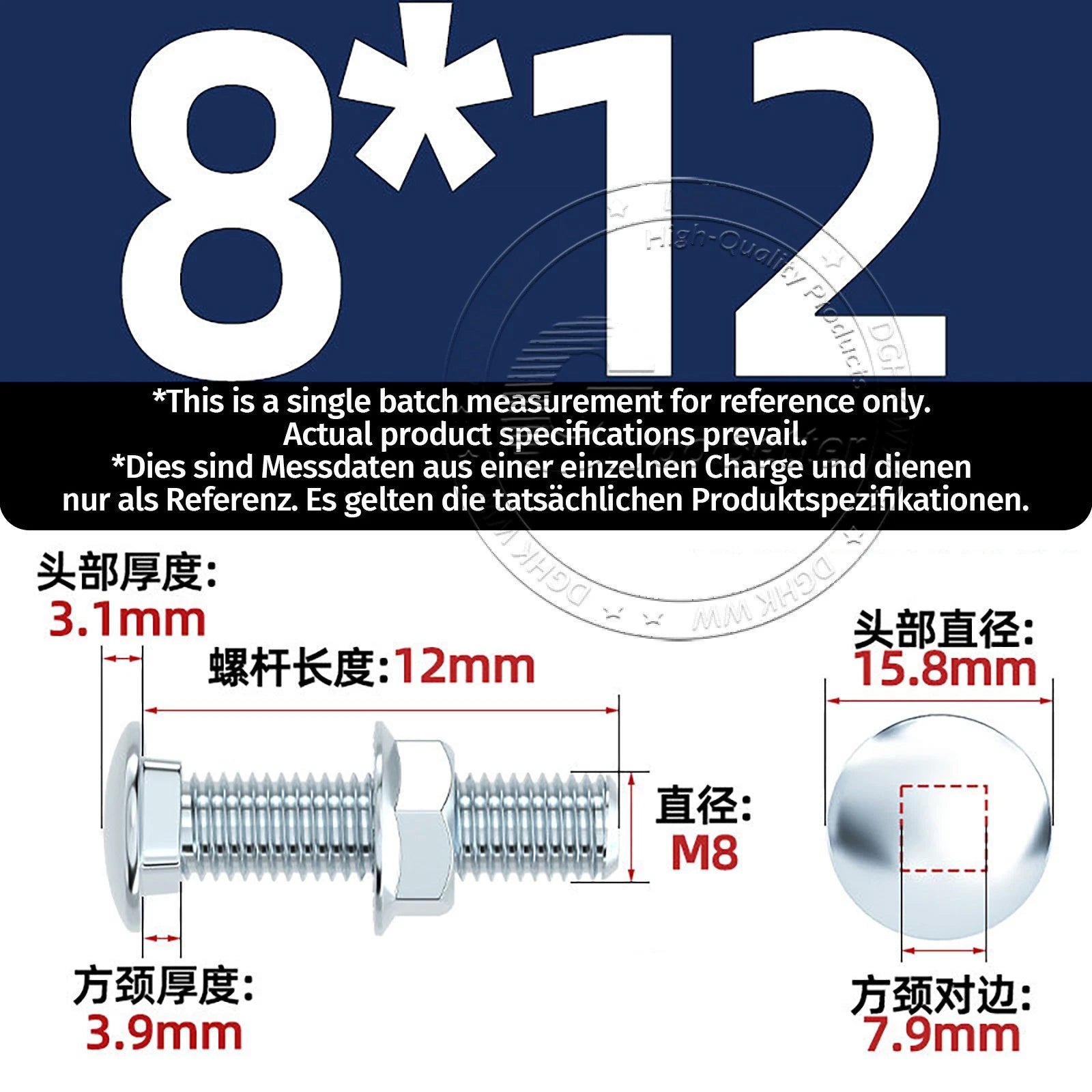M4–M12 Cup Square Carriage Bolts with Hex Full Nuts | Zinc Plated | Sets of 2–50