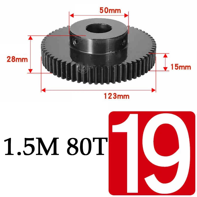 Spur Gears 1.5 Mod Transmission Gear With Step 45#Steel Pinion Motor Gear 30/80T
