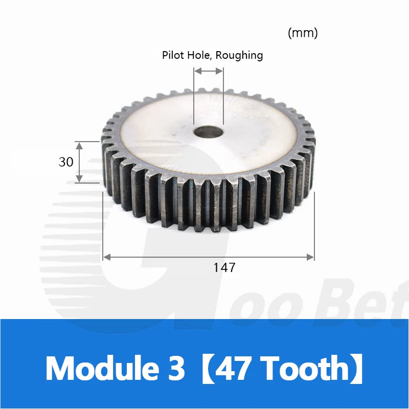 Module 3 Spur Gear C45 Steel 12 - 120 Tooth Hardened Motor Pinion Cogwheel Flat