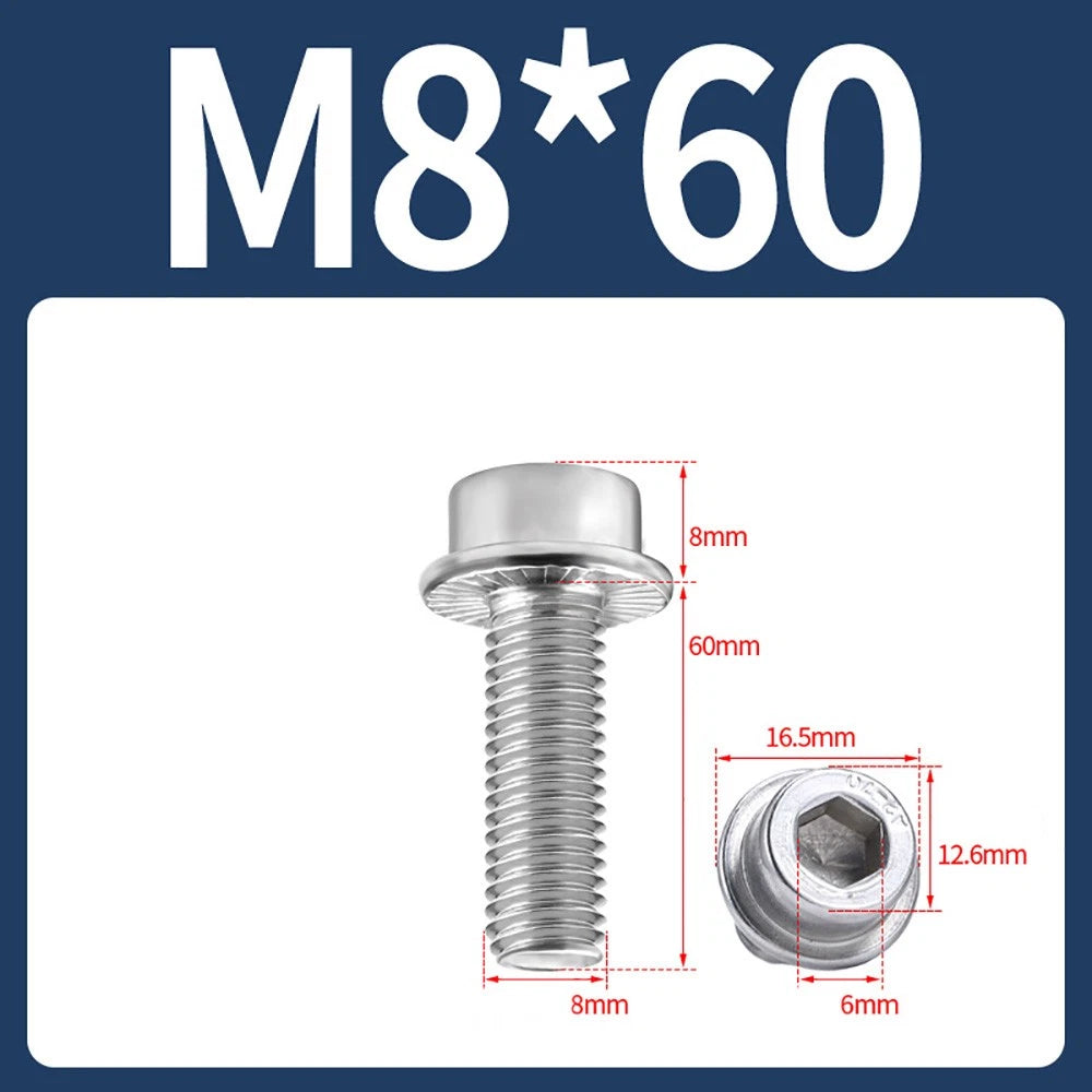M5–M12 Flange Cap Head Hex Socket Screws – 304 Stainless Steel, Fully Threaded (8–60mm)