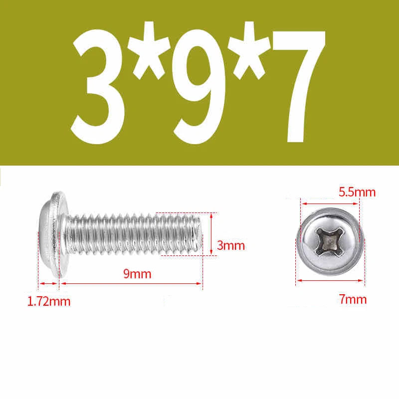 Phillips Flanged Pan Head Machine Screws – 304 / 316 Stainless Steel, Built‑in Washer (3–60mm Lengths)