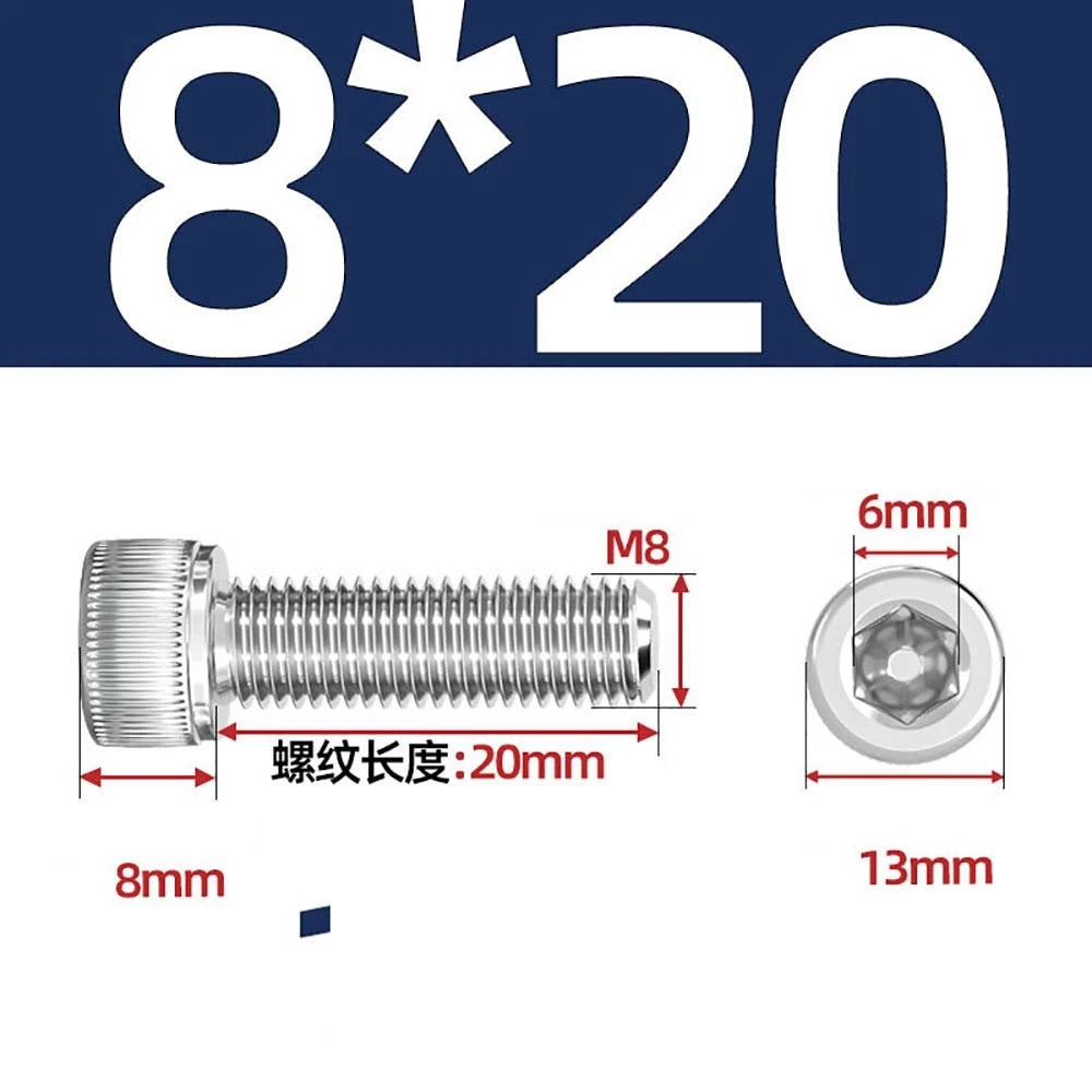 Socket Head Cap Screws – A2 Stainless Steel, M6 to M24, Hex Drive (DIN 912)