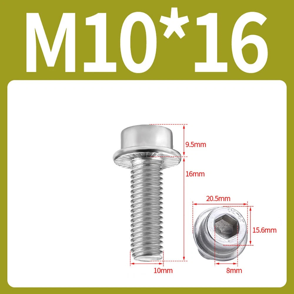 M5–M12 Flange Cap Head Hex Socket Screws – 304 Stainless Steel, Fully Threaded (8–60mm)