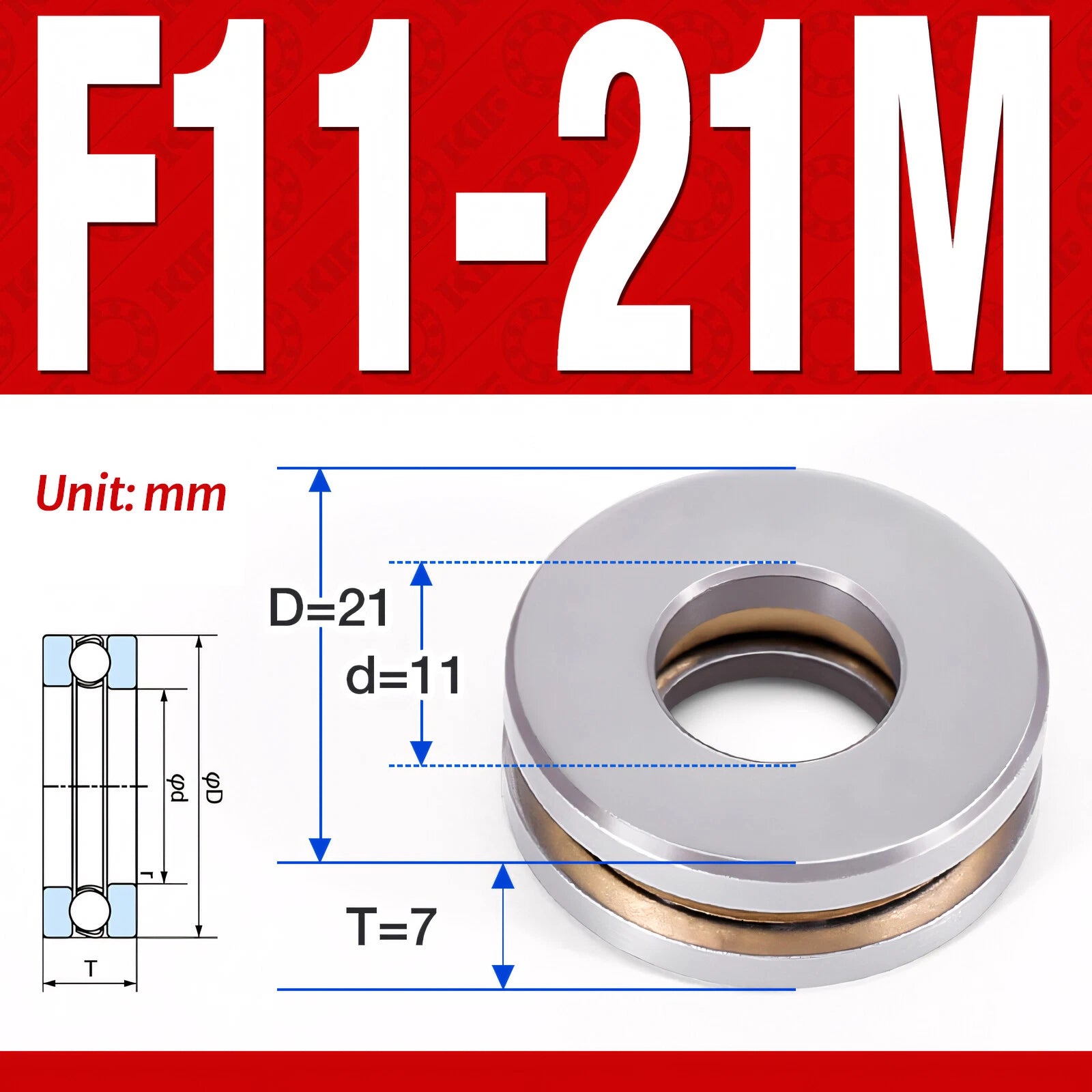 Plane Axial Ball Bearing Thrust Bearings F2-6M - F13-22M- 51100 - 51413 Series