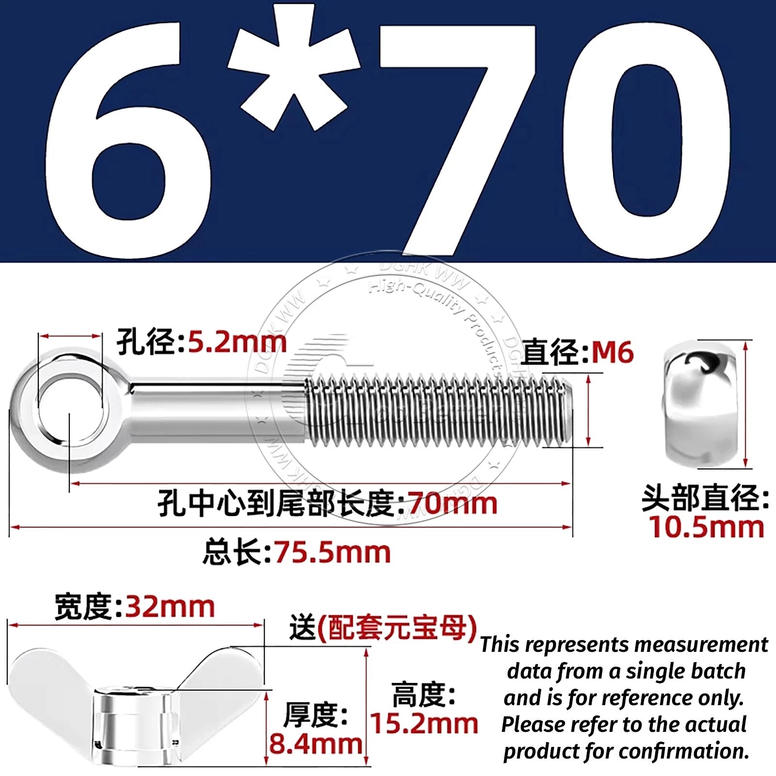 Eye Bolts with Nut — Forged Stainless Steel Threaded Ring Hanging Screws
