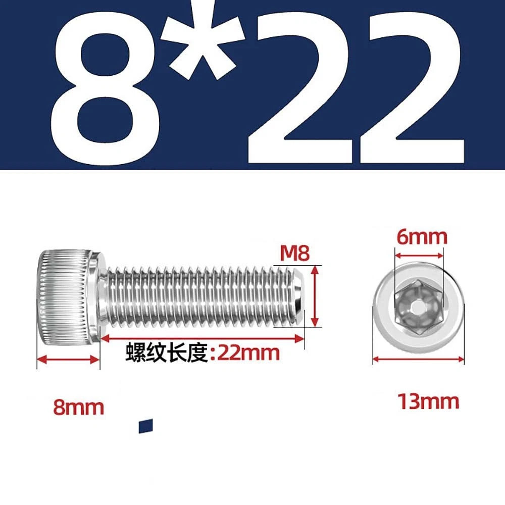 Socket Head Cap Screws – A2 Stainless Steel, M6 to M24, Hex Drive (DIN 912)