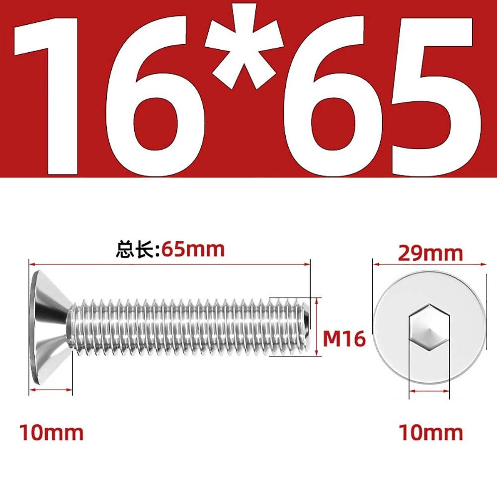 Countersunk Hex Socket Screws – A2 Stainless Steel, M2 to M16, DIN 7991, Fully Threaded