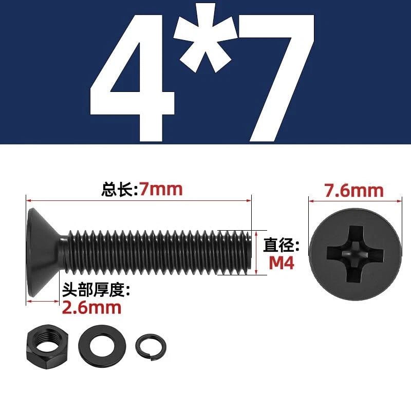 M2–M6 Phillips Countersunk Head Machine Screws with Nut and Washer | Carbon Steel Bolt Set - HomeDIYer