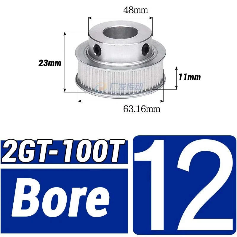 GT2 Timing Belt Pulley 16-100 Teeth 6-10mm Teeth Width Bore 3mm-25mm For 3D