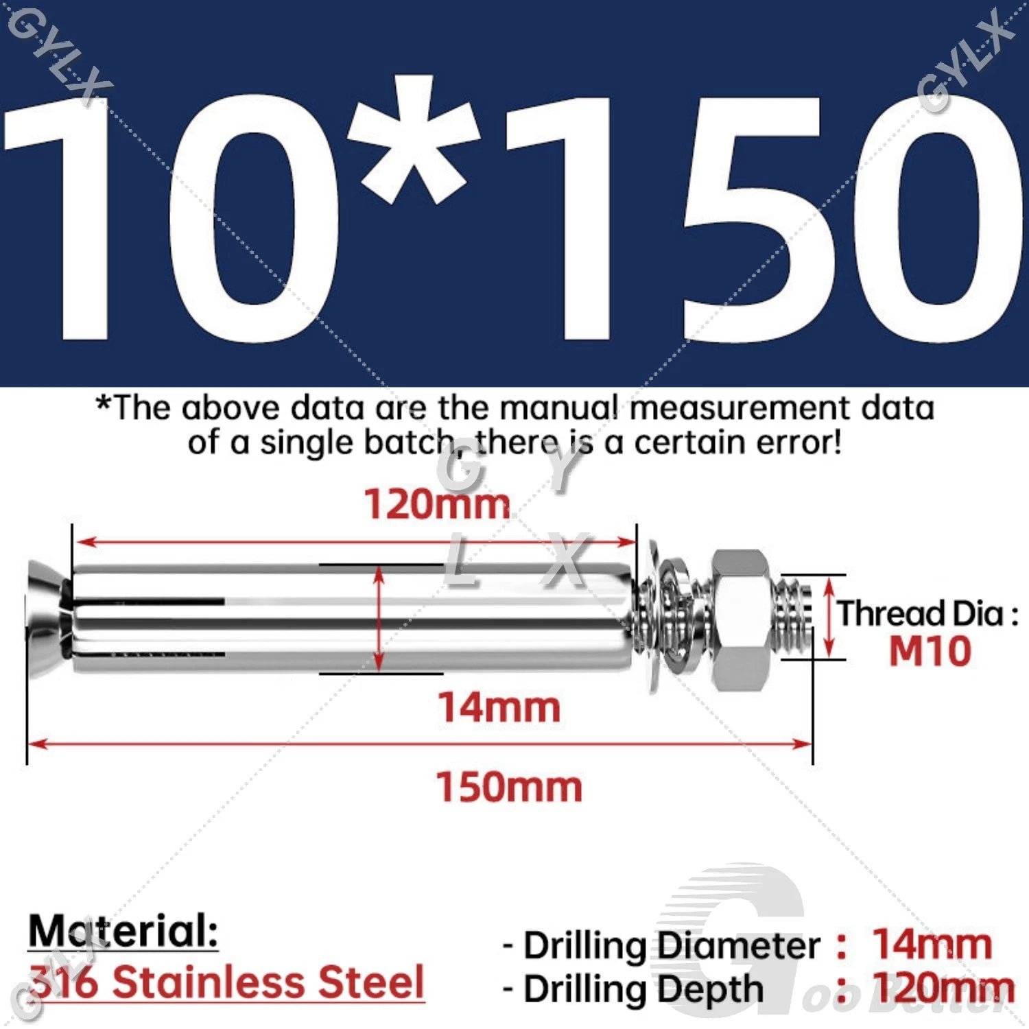 Concrete Expansion Bolts Wall Anchor Screws — M6 to M20 | Stainless Steel & Zinc Plated