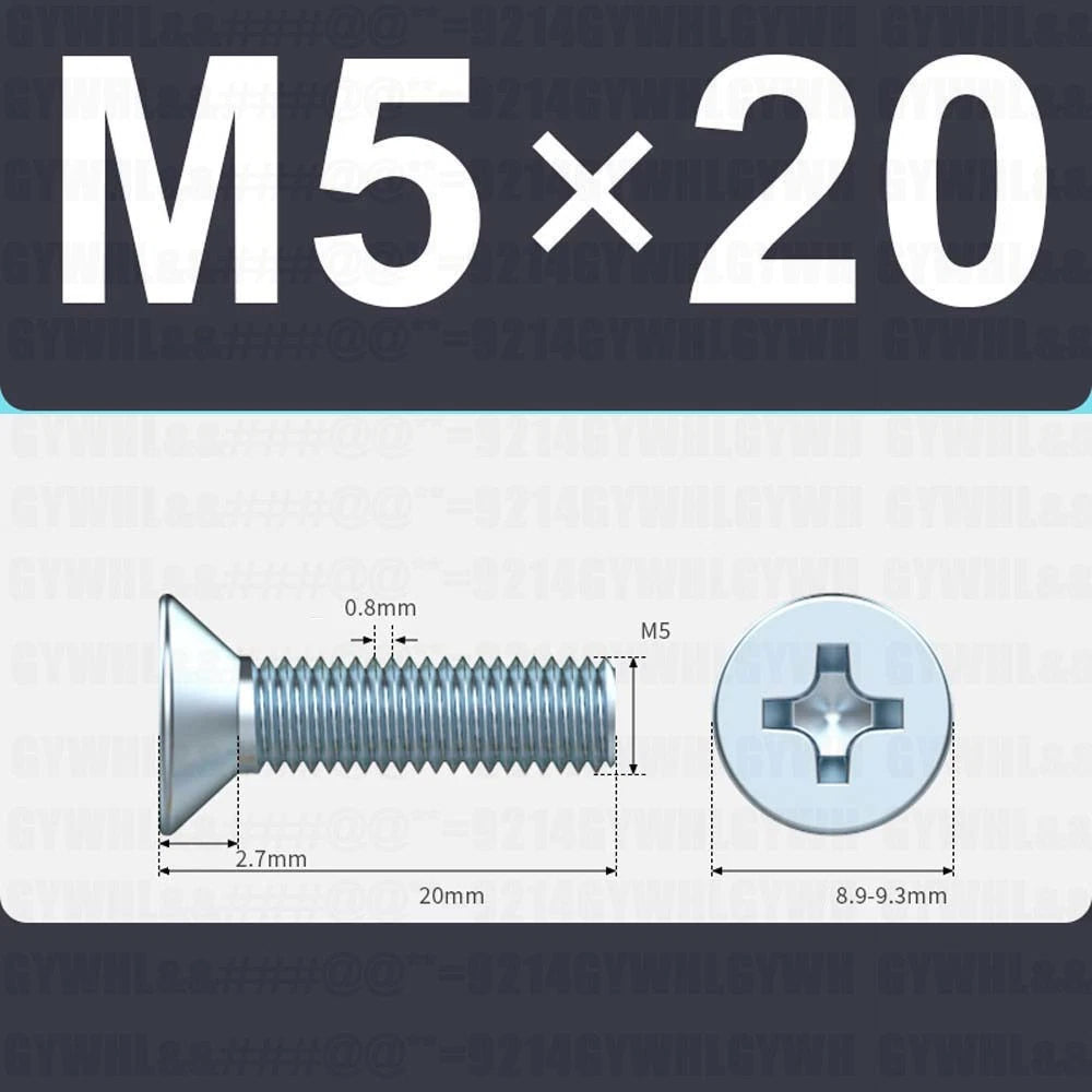 M3–M12 Zinc Plated Phillips Countersunk Machine Screws DIN 965 | Flat Head Bolts
