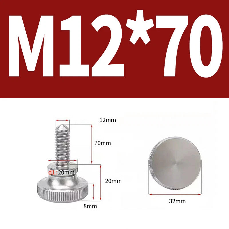 Knurled Thumb Screws Flat Round Head Grip Knob Adjustment Stainless Steel M8 M10