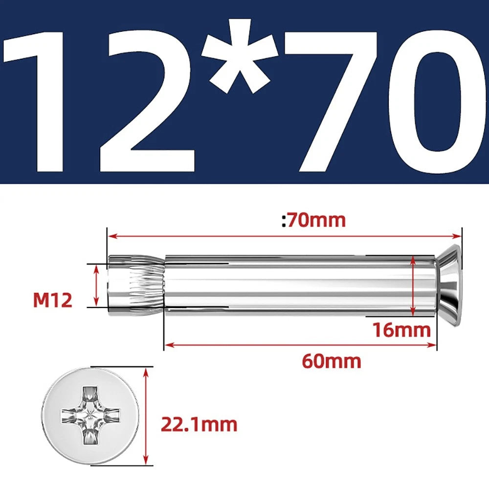 Sleeve Anchor Countersunk Phillips Expansion Bolts M6–M12 | 304/201 SS & Zinc