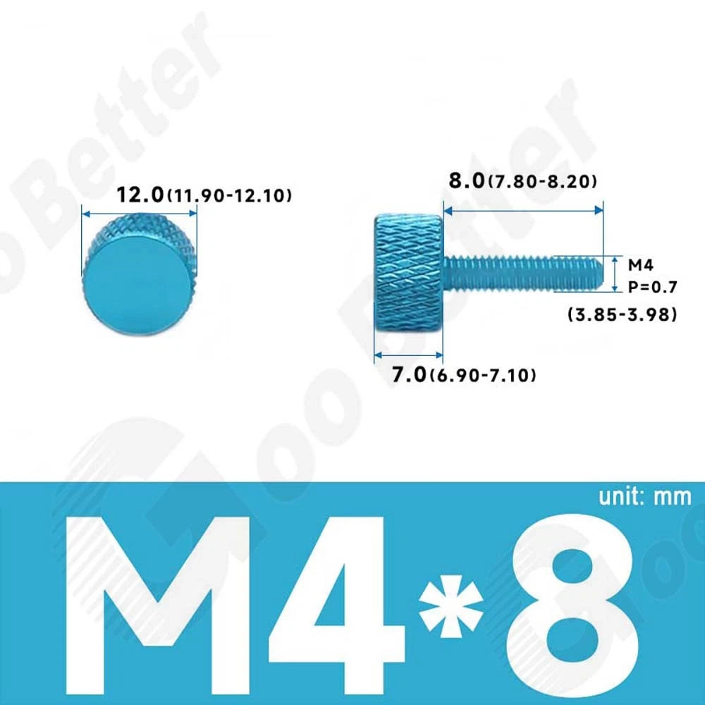 M3 M4 Knurled Thumb Screws – Aluminum Alloy Flat Head Hand Knob Bolts