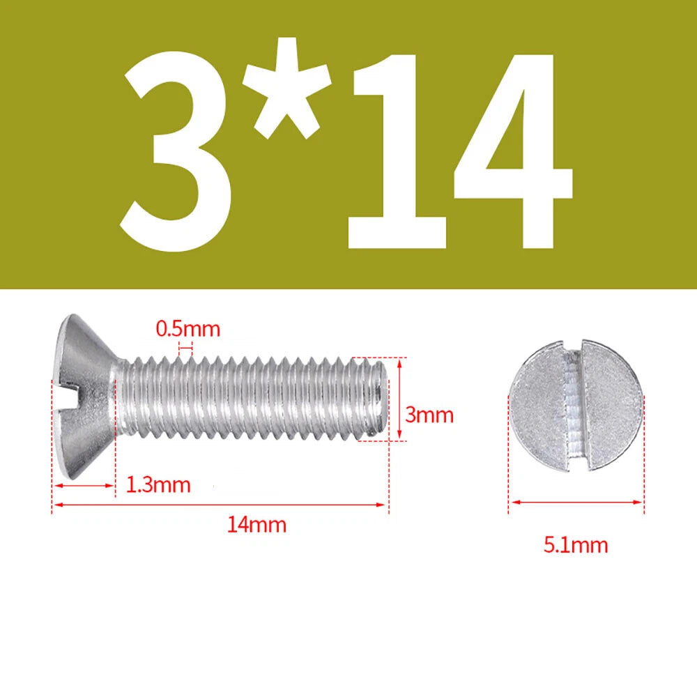 M1.6–M8 A2 Stainless Steel Flat Head Slotted Machine Screws | Countersunk Bolts