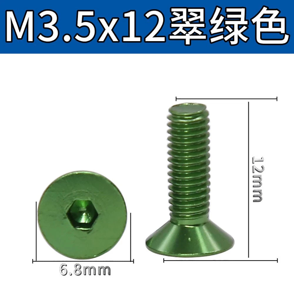 M3.5 / M4 Countersunk Hex Socket Screws — Anodized Aluminum Alloy, 10 Colors