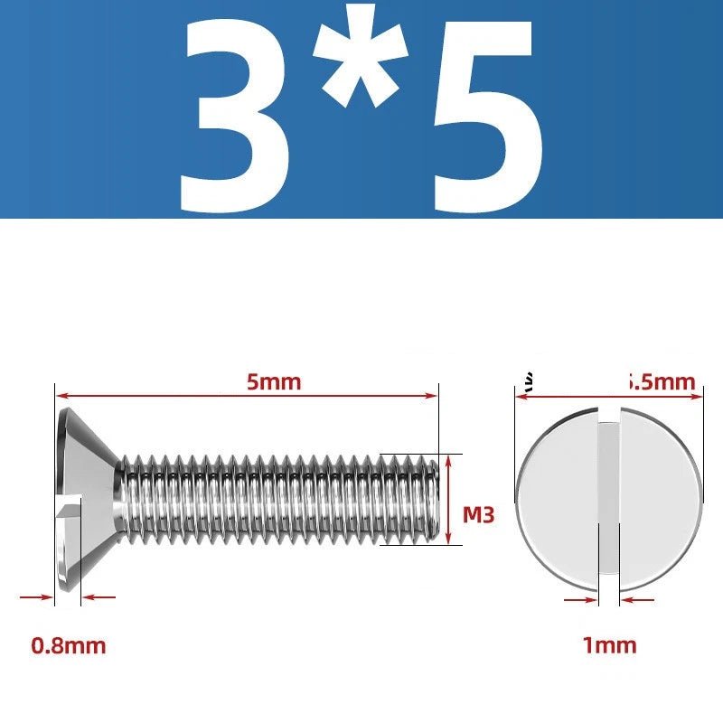 A2 Stainless Steel Slotted Countersunk Machine Screws — M1.6 to M10, Flat Head CSK Bolts - HomeDIYer