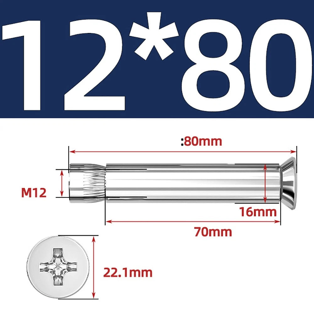 Sleeve Anchor Countersunk Phillips Expansion Bolts M6–M12 | 304/201 SS & Zinc