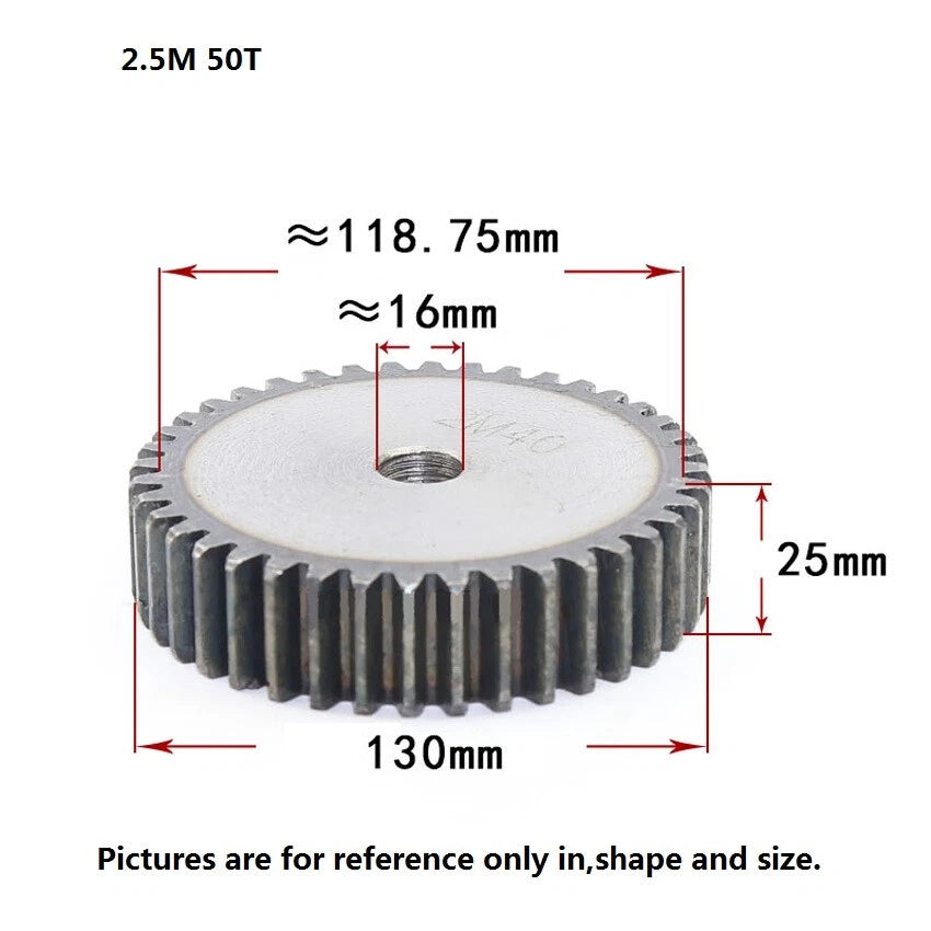 2.5 Mod 12T-75T Spur Gears pitch 7.85mm 45# Steel Pinion Motor Gear Thick 25mm