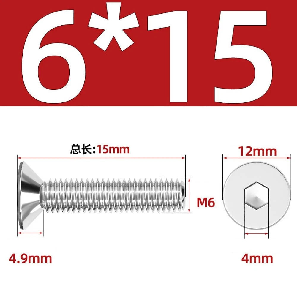 Countersunk Hex Socket Screws – A2 Stainless Steel, M2 to M16, DIN 7991, Fully Threaded
