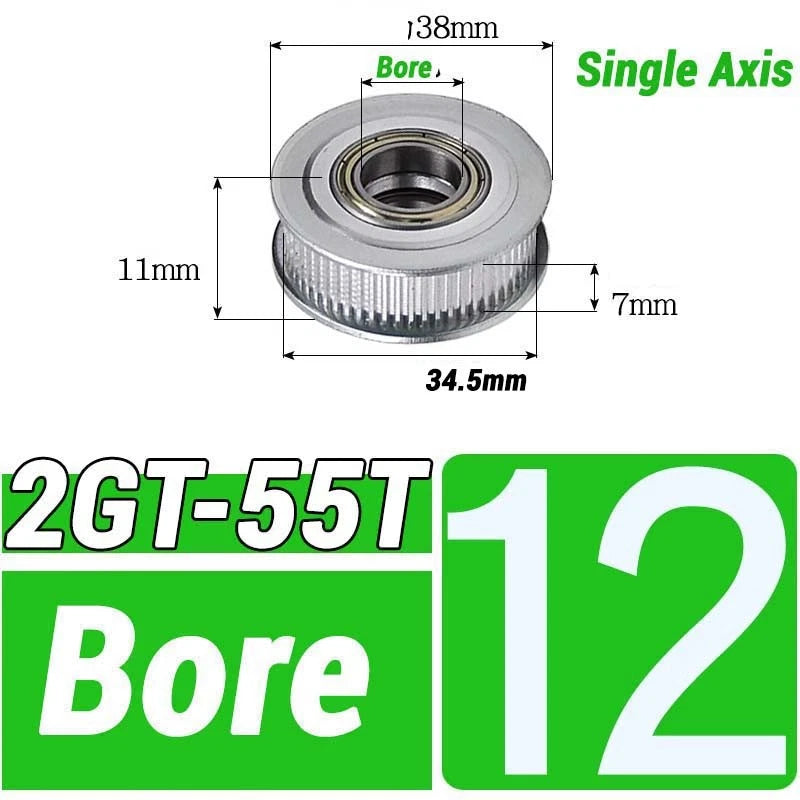 GT2 Timing Belt Pulley 16-100 Teeth 6-10mm Teeth Width Bore 3mm-25mm For 3D