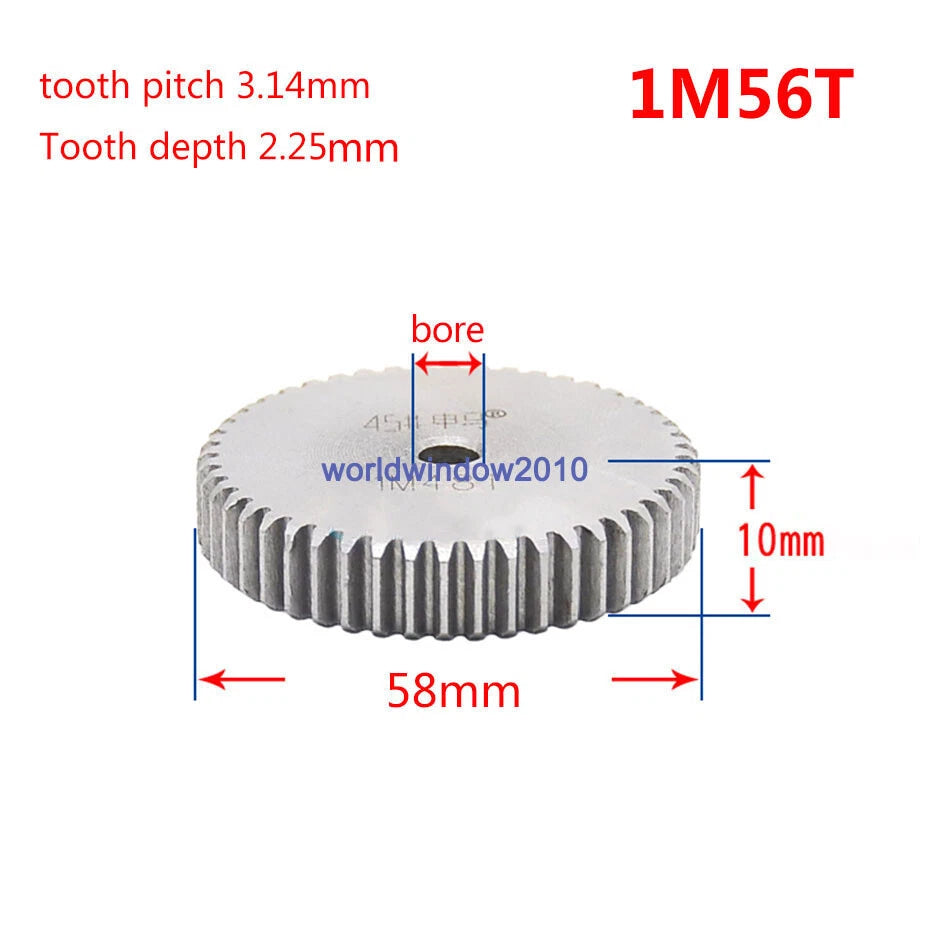 45# Steel Spur Gear 1M12T-1M100T Metal Mod 1 Pinion Gear 12-100 Tooth Moter Gear