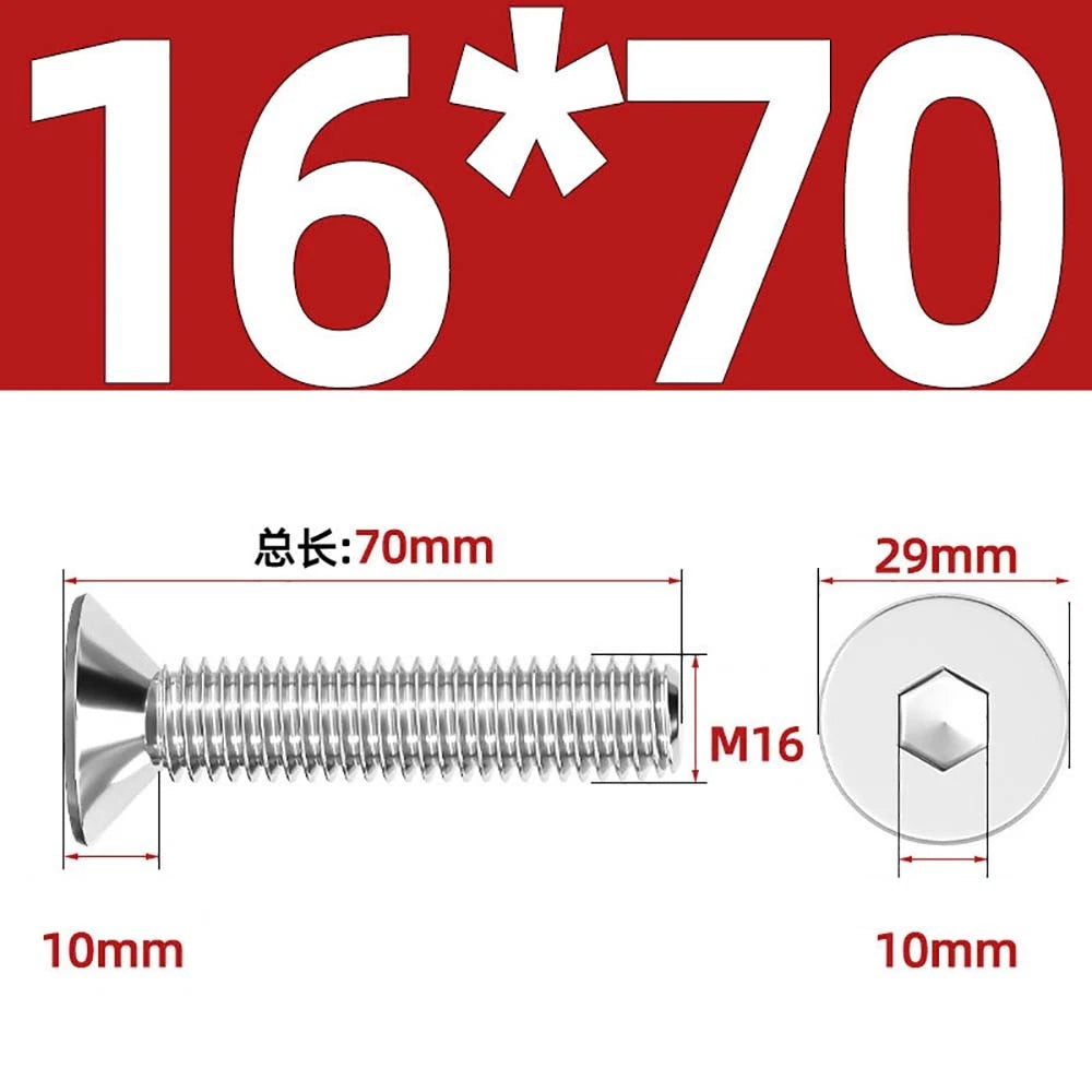 Countersunk Hex Socket Screws – A2 Stainless Steel, M2 to M16, DIN 7991, Fully Threaded