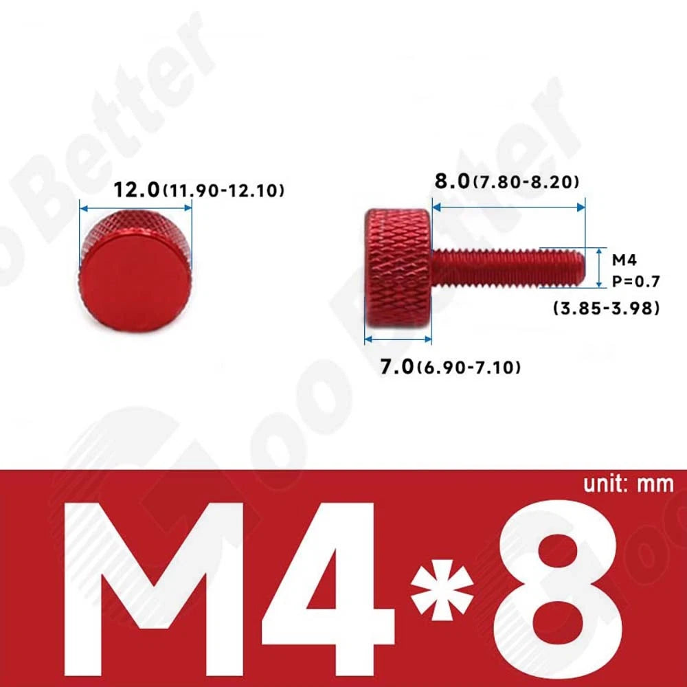 M3 M4 Knurled Thumb Screws – Aluminum Alloy Flat Head Hand Knob Bolts
