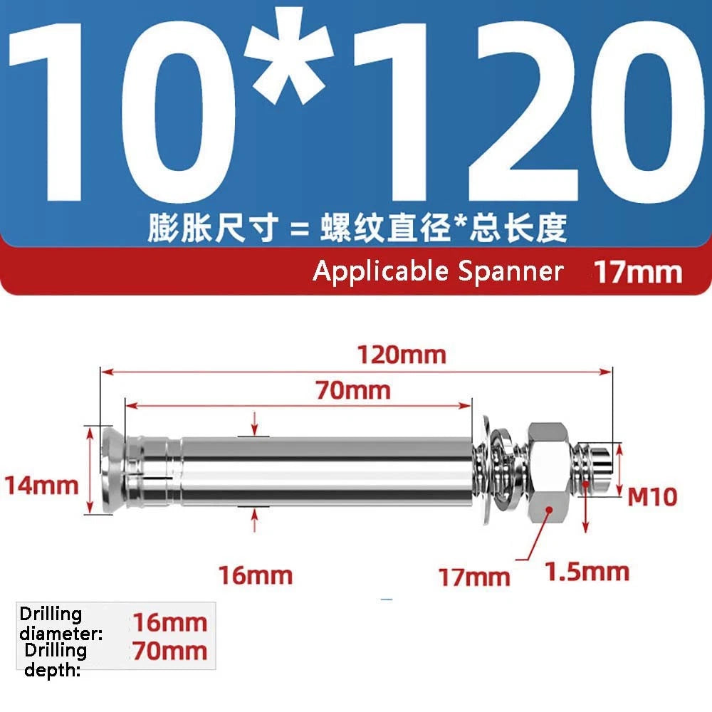 Stainless Steel Expansion Anchor Bolts — M8 to M20, 201 & 304, A/B Type