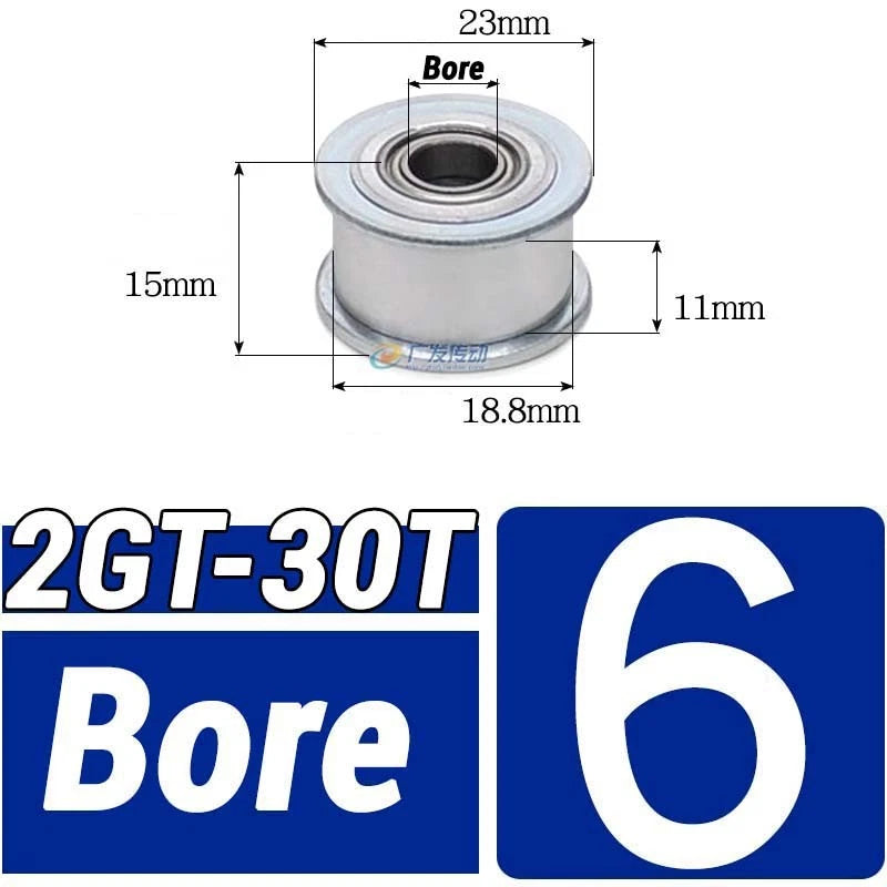 GT2 Timing Belt Pulley 16-100 Teeth 6-10mm Teeth Width Bore 3mm-25mm For 3D