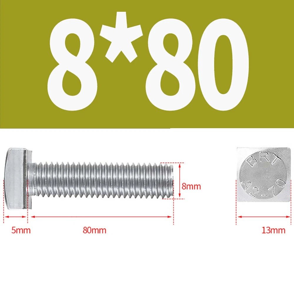M4 M5 M6 M8 Square Head Bolts Full Thread 304 Stainless Steel — 12 to 80mm - HomeDIYer