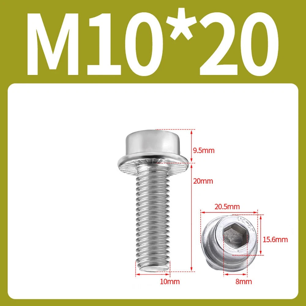 M5–M12 Flange Cap Head Hex Socket Screws – 304 Stainless Steel, Fully Threaded (8–60mm)