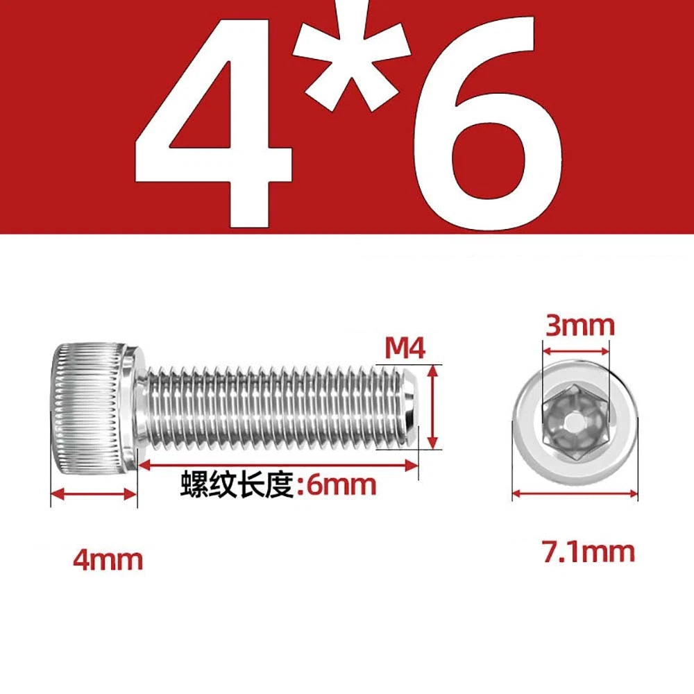M3 M4 M5 Socket Head Cap Screws – A2 Stainless Steel, High Strength & Corrosion Resistant
