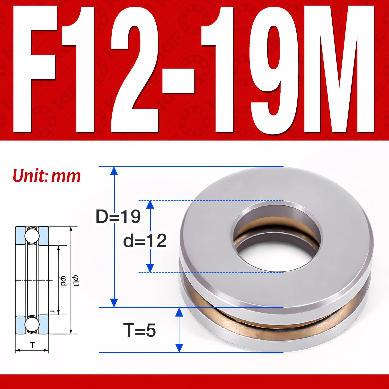 Plane Axial Ball Bearing Thrust Bearings F2-6M - F13-22M- 51100 - 51413 Series