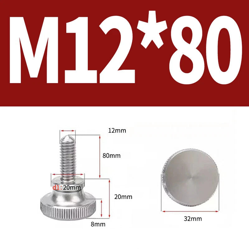 Knurled Thumb Screws Flat Round Head Grip Knob Adjustment Stainless Steel M8 M10
