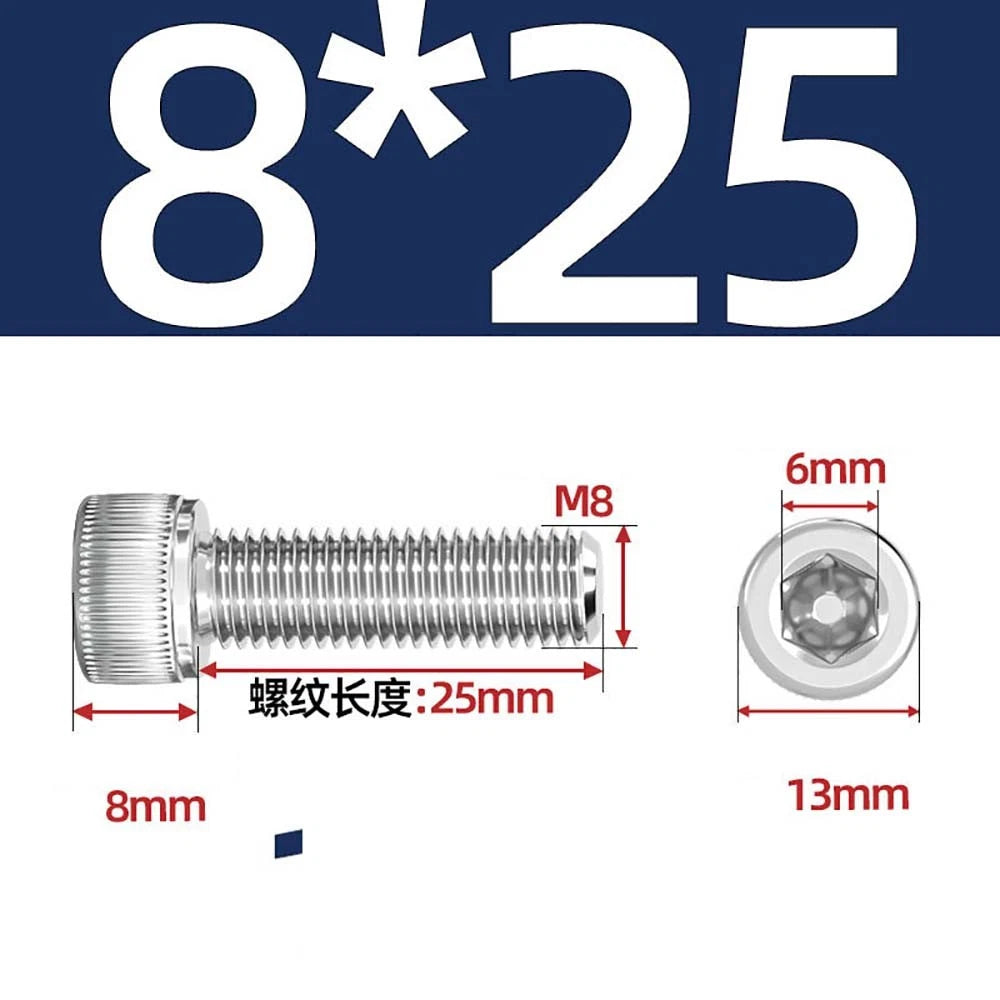Socket Head Cap Screws – A2 Stainless Steel, M6 to M24, Hex Drive (DIN 912)