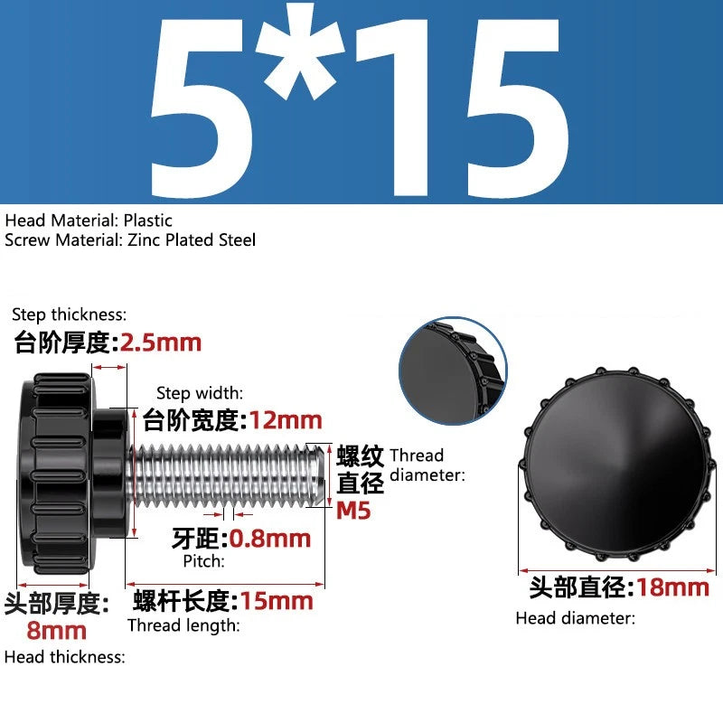 M3-M8 A2/304 Stainless Steel Plastic Knob Thumb Screws Hand Twist DIY Machinery