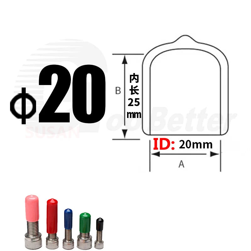 PVC End Caps for Screws, Bolts, Rods & Tubes – Thread Cover Protector, Cable Insulation Caps (1.3mm – 90mm, Black, 15-50mm Lengths)