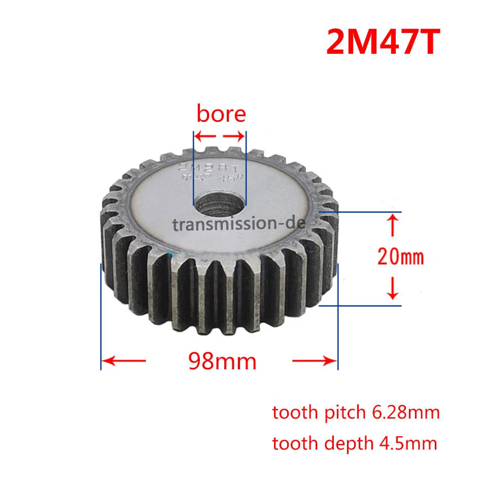 Mod 2/2.5/3/4/5 Spur Gear 10T-63T 45# Steel Pinion Gear Metal Gear Thick 20-40mm