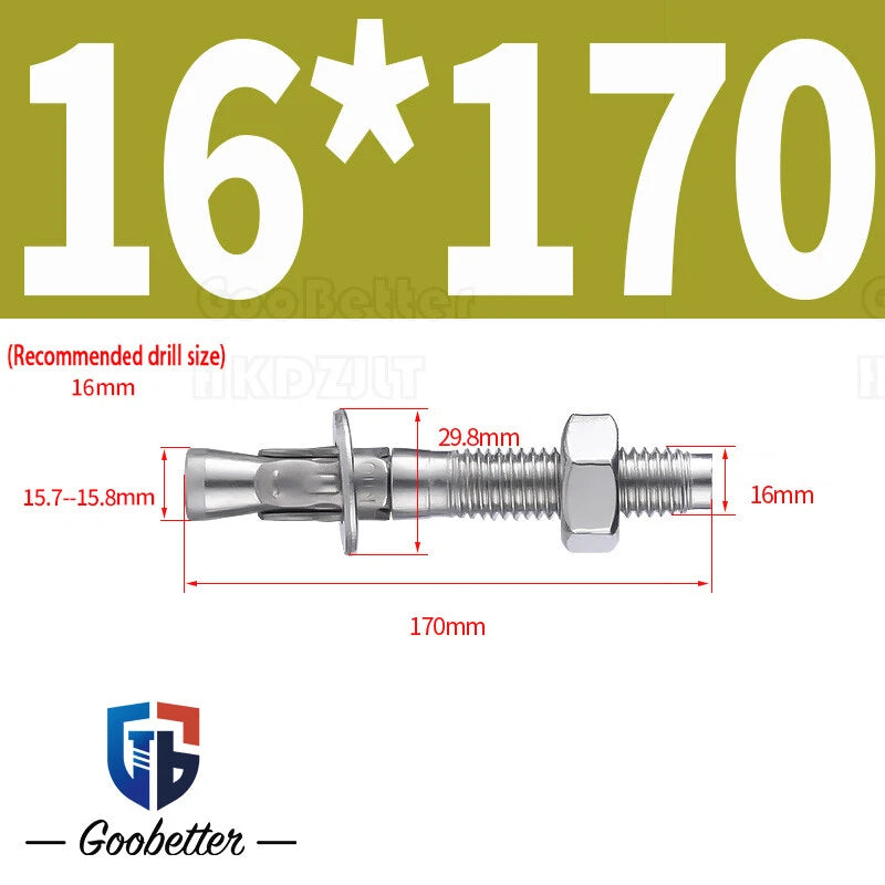Stainless Steel Through Anchor Bolts — M6 M8 M10 M12 M16 Expansion Bolt