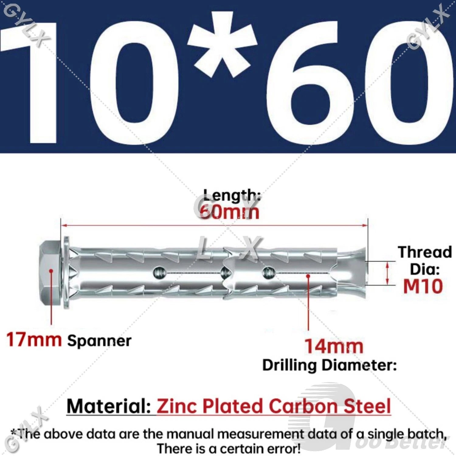 Galvanized Masonry Concrete Expansion Bolts — M6 M8 M10 M12 Wall Anchor Screws