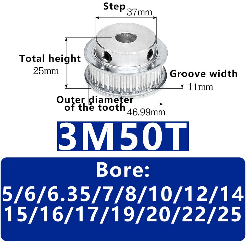 3M 20T~120T Synchronous Wheel Timing Belt Pulley With Step For 10 mm Width Belt