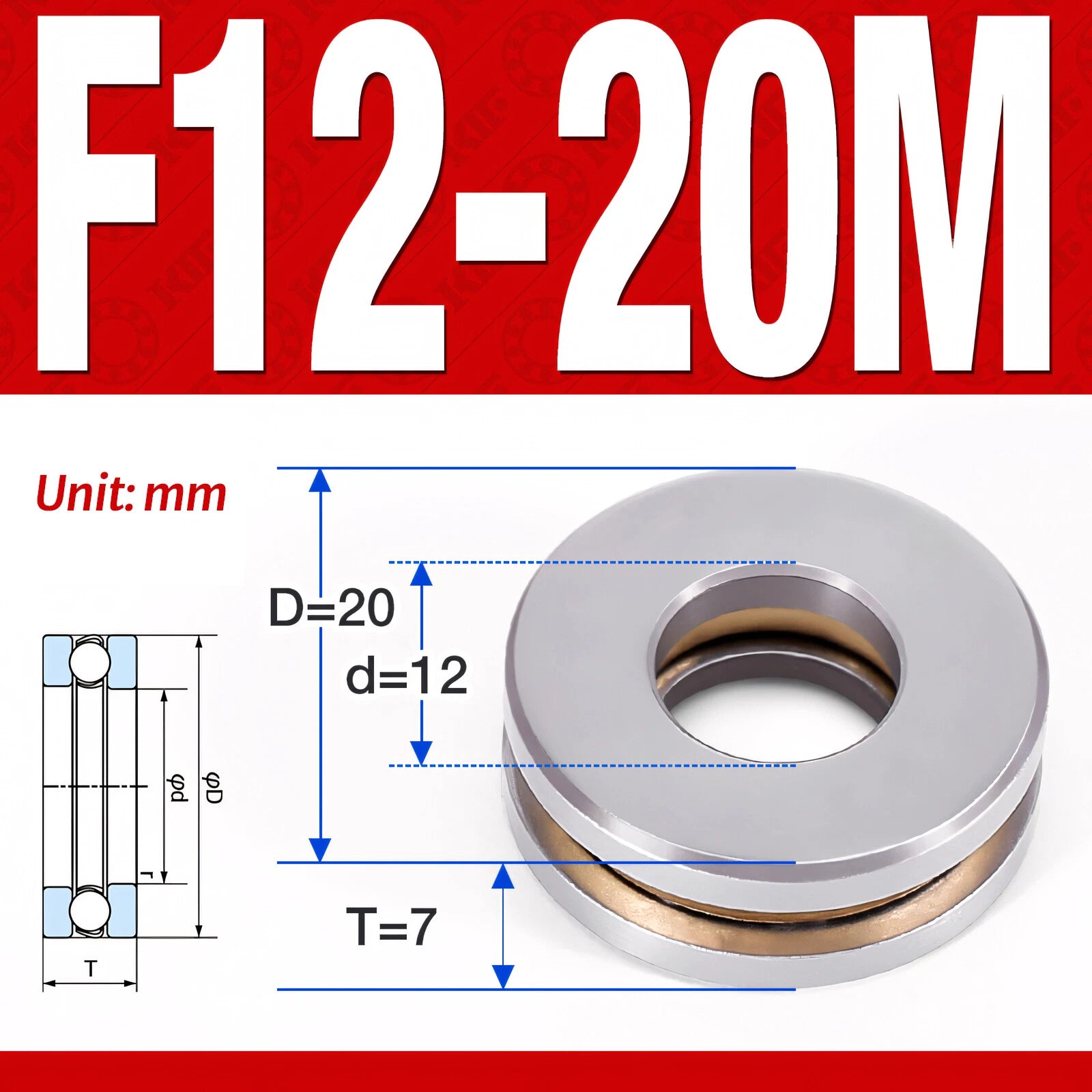 Plane Axial Ball Bearing Thrust Bearings F2-6M - F13-22M- 51100 - 51413 Series